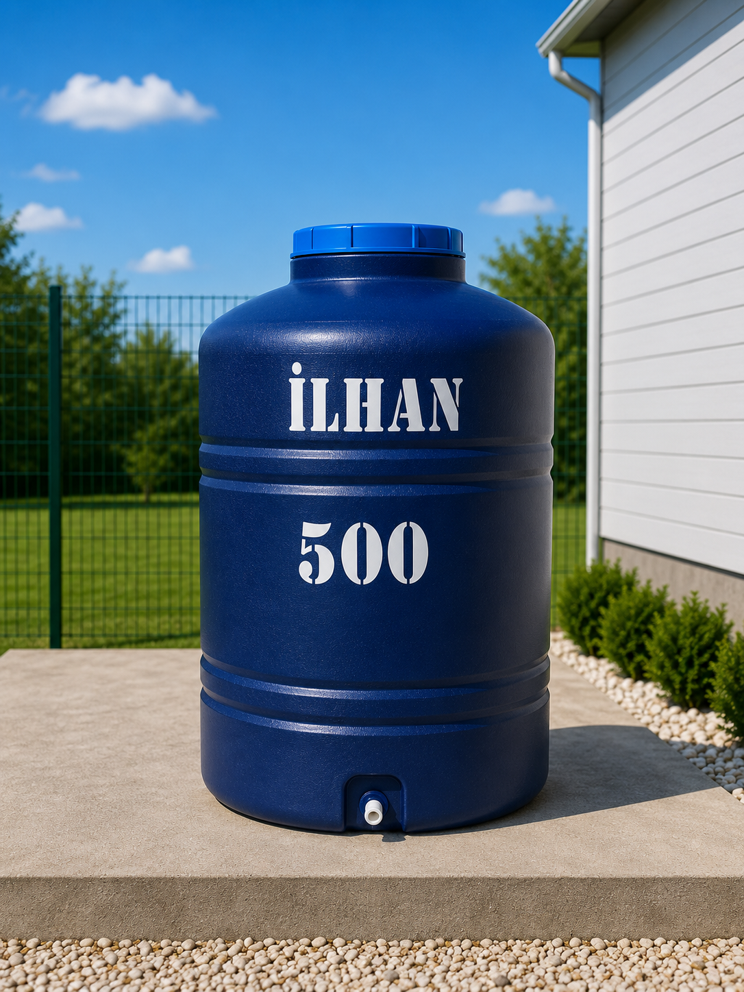 500 Litre Dikey Mavi Polietilen Su Deposu